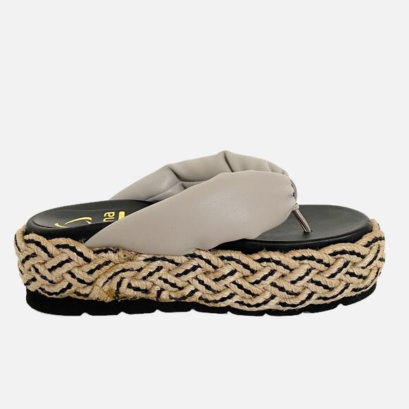 Kanna Rope Wedge Platform Slip on Thong Sandals in Gray Size 36 - Picture 1 of 8